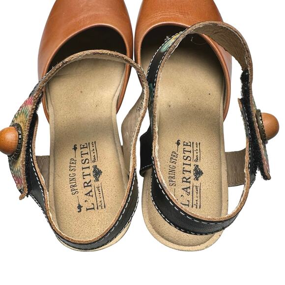 L’Artiste | Women | Glovely Art-To-Wear Boho Leather Wedge Sandals | Sz 6.5-7 - Picture 8 of 16